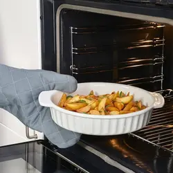 ظرف فر سفید آیکیا مدل POETISK Oven dish, oval/off-white, 32x21 cm