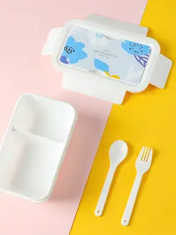 لانچ باکس مینیسو همراه با قاشق و چنگال مدل miniso life is for fun bento box