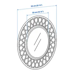 آینه بامبو آیکیا مدل GRINSBOL Mirror, 55 cm, rattan