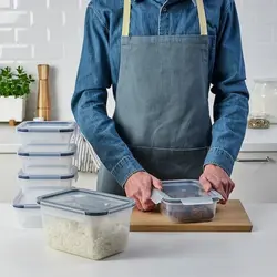 ظرف غذای مستطیل پلاستیکی 6 تیکه درب دار ، مدل IKEA 365+