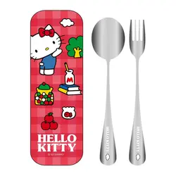 ست قاشق و چنگال مینیسو، طرح هلو کیتی، صورتی - آیدیا شاپ