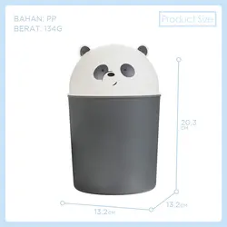 سطل زباله مینیسو، طرح ما خرسها، خرس پاندا/ سفید، مشکی/ ۱۳ سانتی متر
