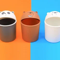 سطل زباله مینیسو، طرح ما خرسها، خرس پاندا/ سفید، مشکی/ ۱۳ سانتی متر