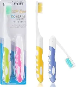 پک مسواک مینیسو، مدل folding gum care Toothbrushes، آبی/ خاکستری، 2 عدد