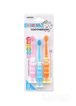 مسواک زنبوری کودک مینیسو، طرح Bees Kid Toothbrush ، صورتی/آبی/ نارنجی، 3 عدد