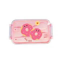 ظرف غذا مینیسو، مدل MINISO Happy Foods Collection Bento Box، n، دونات، صورتی، 470ml - آیدیا شاپ