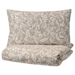 روکش لحاف و روبالشی آیکیا، مدل VÅRBRÄCKA، بژ/سفید، 240x220/50x80 سانتی متر