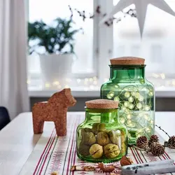 بانکه آیکیا 70 cl مدل VINTER 2021 jar with lid, light green