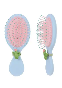 براش مو مینیسو همراه با کش مو کاکتوس  Mini Portable Paddle Brush (Cactus Hair Tie)