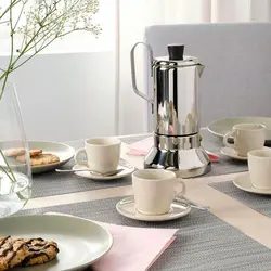 ست فنجان قهوه خوری رنگ کرم سرامیکی آیکیا مدل FARGKLAR