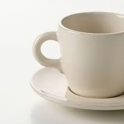 ست فنجان قهوه خوری رنگ کرم سرامیکی آیکیا مدل FARGKLAR
