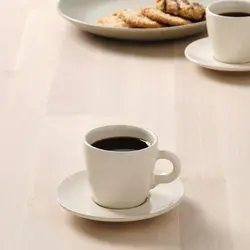 ست فنجان قهوه خوری رنگ کرم سرامیکی آیکیا مدل FARGKLAR