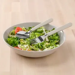 ست کارد و چنگال و قاشق آیکیا استیل با دسته رنگ بژ مدل UPPHÖJD