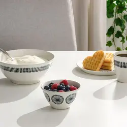 کاسه طرح دار ۱۱ سانتی متری آیکیا مدل FRIKOSTIG bowl, white/grey