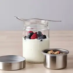 کانتر فود آیکیا 0.4 لیتر مدل DAGKLAR yogurt jar, glass/stainless steel