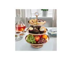 استند سرو پذیرایی آیکیا، مدل GOKVÄLLÅ ،رزگلد، سه طبقه، 41x32x32 سانتی متر