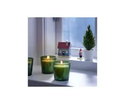 شمع معطر آیکیا، مدل VINTERFINT ، شیشه، سبز ، 25 ساعت