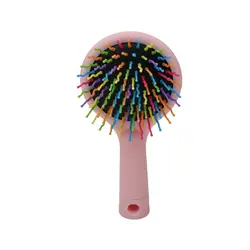 برس مو موموسو، مدل Rainbow bristle Hair Brush with Round Mirror- Pink، رنگین کمانی، صورتی، آینه دار،