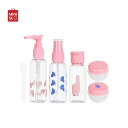 بطری سفر مینیسو، مدل MINISO Garden Party Series Travel، طرح گاردن پارتی،آبی/ صورت، 6 عددی