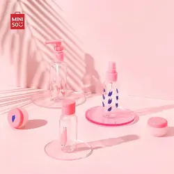 بطری سفر مینیسو، مدل MINISO Garden Party Series Travel، طرح گاردن پارتی،آبی/ صورت، 6 عددی