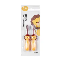 مسواک کودک مینیسو، مدل MINISO Little Lion Soft Bristles Toothbrushes For، زرد/قهوایی، شیر، 2 عددی