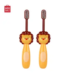 مسواک کودک مینیسو، مدل MINISO Little Lion Soft Bristles Toothbrushes For، زرد/قهوایی، شیر، 2 عددی