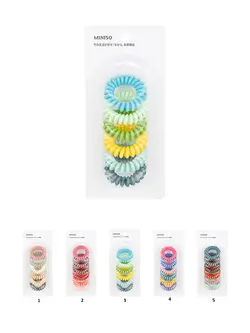 4.0 کش موی مارپیچ رنگی مینیسو (6 عدد) 4.0 Colored Spiral Hair Ties (6pcs)