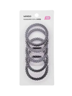 کش مو مارپیچی مینیسو تعداد 5 عدد  5.0 Black Spiral Hair Ties (5pcs)