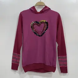 هودی قلب کلاهدار استین بافت پولک دوزی