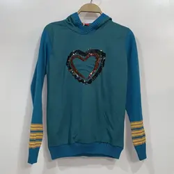 هودی قلب کلاهدار استین بافت پولک دوزی