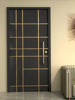 درب ضدسرقت لوکس مشکی با ابزار طلایی مدل L.S506
