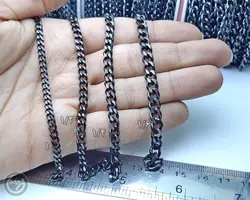 زنجیر کارتیر استیل 6 طرف تراش مشکی واحد 50 سانتی