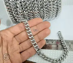 زنجیر استیل کارتیر تراش نقره ای | نیم متری