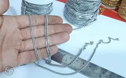 زنجیر کارتیر استیل دوبل چهارطرف تراش نقره ای | واحد نیم متری