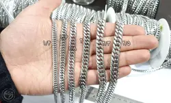 زنجیر کارتیر استیل دوبل چهارطرف تراش نقره ای | واحد نیم متری