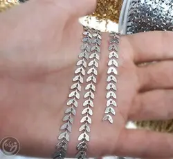 زنجیر گندمی استیل نقره ای واحد نیم متری