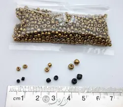 منجوق مشکی و طلایی در 3سایز | بسته 25گرمی