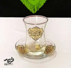 استکان بدون دسته و نعلبکی چایخانه یا رقیه