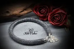 گردنبند دستبافت منجوق بافی (نقره ای یکدست کد : 01SLSP)