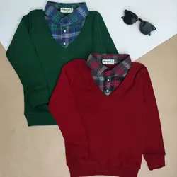 بلوز تک پسرانه دو یقه