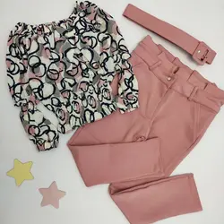 ست شومیز شلوار همراه با کمربند