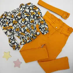 ست شومیز شلوار همراه با کمربند