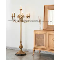 آباژور ایستاده کنارسالنی نئوکلاسیک برنجی آنتیک 7 شاخه مدل شاخه کبریتی کد ST175 - کی ان دی-KND