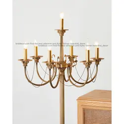 آباژور ایستاده کنارسالنی نئوکلاسیک برنجی آنتیک 7 شاخه مدل شاخه کبریتی کد ST175 - کی ان دی-KND