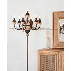 آباژور ایستاده نئوکلاسیک برنجی مشکی 7 شاخه مدل لیانا سنگ زنبق آفتاب کد ST182 - کی ان دی-KND