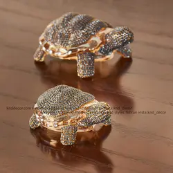 اکسسوری لاکپشت کریستال کوچک آبی طلایی - کی ان دی-KND