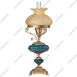 آباژور رومیزی گردسوزی پایه برنجی ستون چینی سبز (جفت) کد SH105