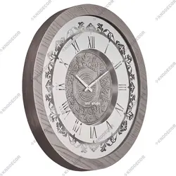 ساعت دیواری کد SA120 دایره قاب نقره ای آنتیک با قطر 75 (روکش طبیعی بلوط) مدل C75-02