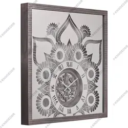 ساعت دیواری کد SA125 مربع قاب نقره ای آنتیک - قطر 80 (روکش طبیعی بلوط) مدل S80-02 - کی ان دی-KND