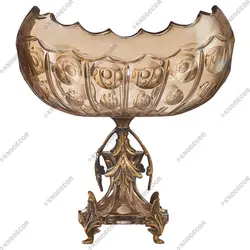 ظرف دکوری کد ZD110 کشکول مجستیک شامپاینی پایه برگی چک